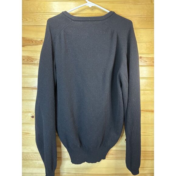 Vintage Brooks Brothers 100% Pure Lambs Wool Sweater 44 Black V-Neck England - Picture 6 of 8